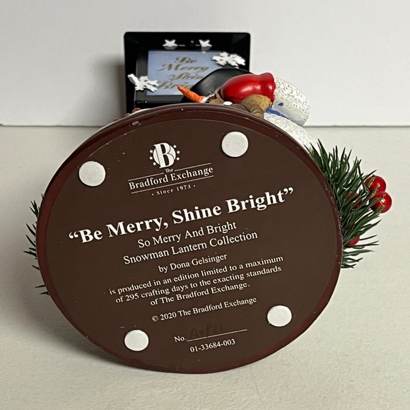 Bradford Exchange Snowman Be Merry Shine Bright Lantern Collection Gelsinger - Picture 5 of 9